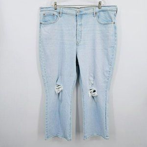 Levis Premium Ribcage Straight Ankle Jeans 22 W Light Wash Button Fly Distressed